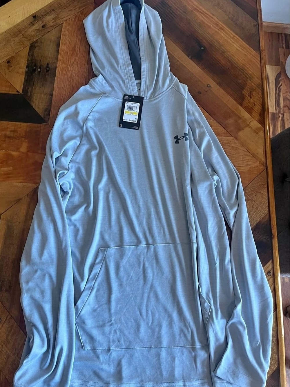 Men's Under Armour Light Gray UA Velocity Long-Sleeve Hoodie-Medium-NWT!